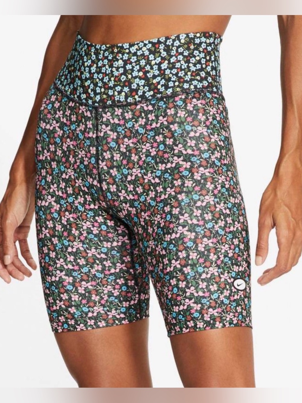 Nike One Printed Bike Short High Rise Floral Print Biker Dri-Fit Women's XL